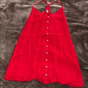 A line, button down, red racerback dress